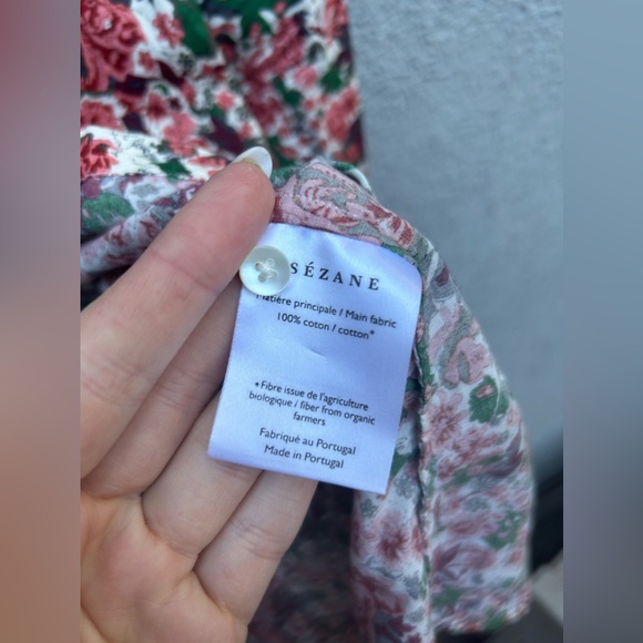 Sezane PIERRO SHIRT in mini Flowers Peach and Green - Picture 8 of 8